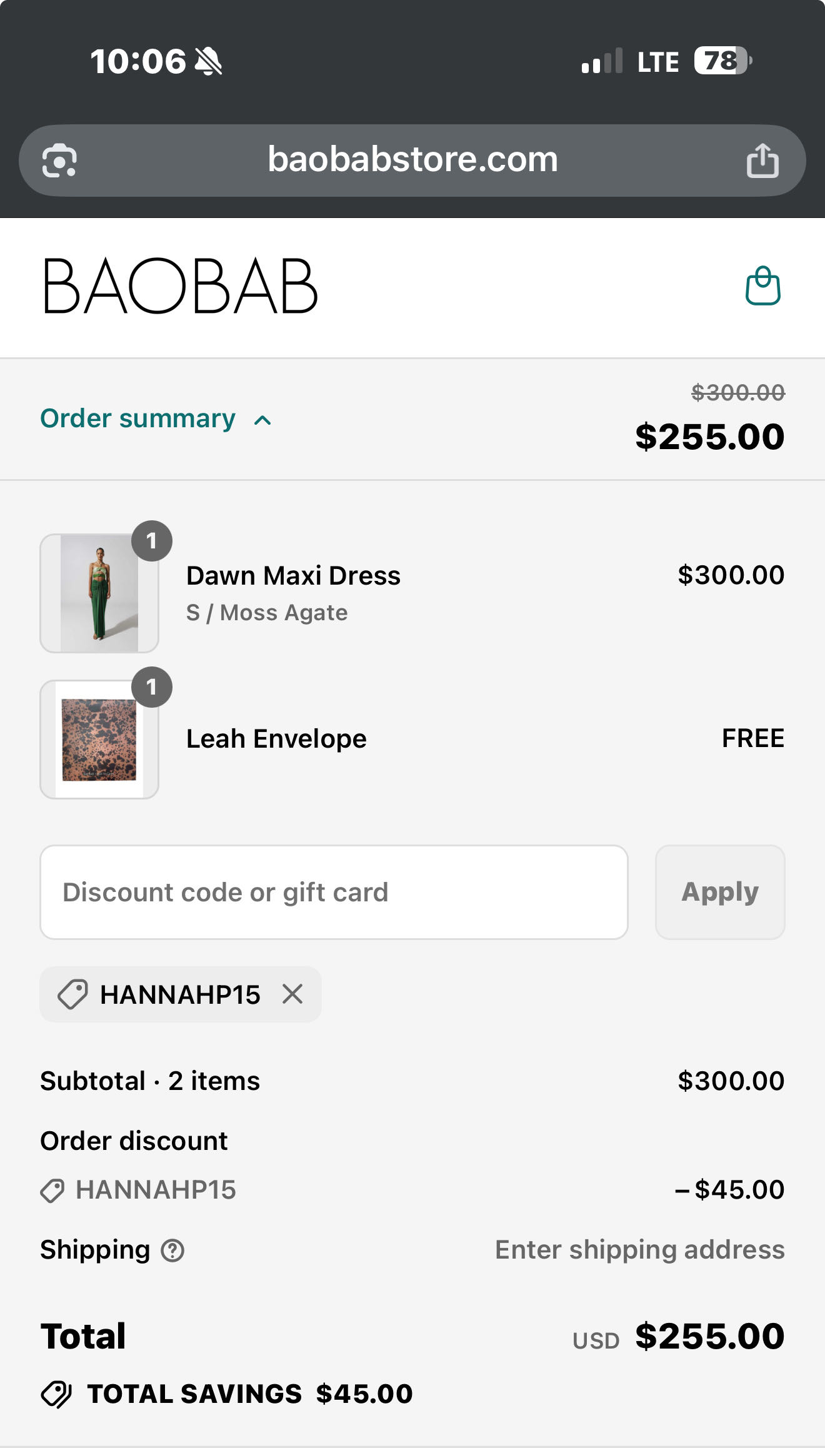 HANNAHP15 coupon verification screenshot