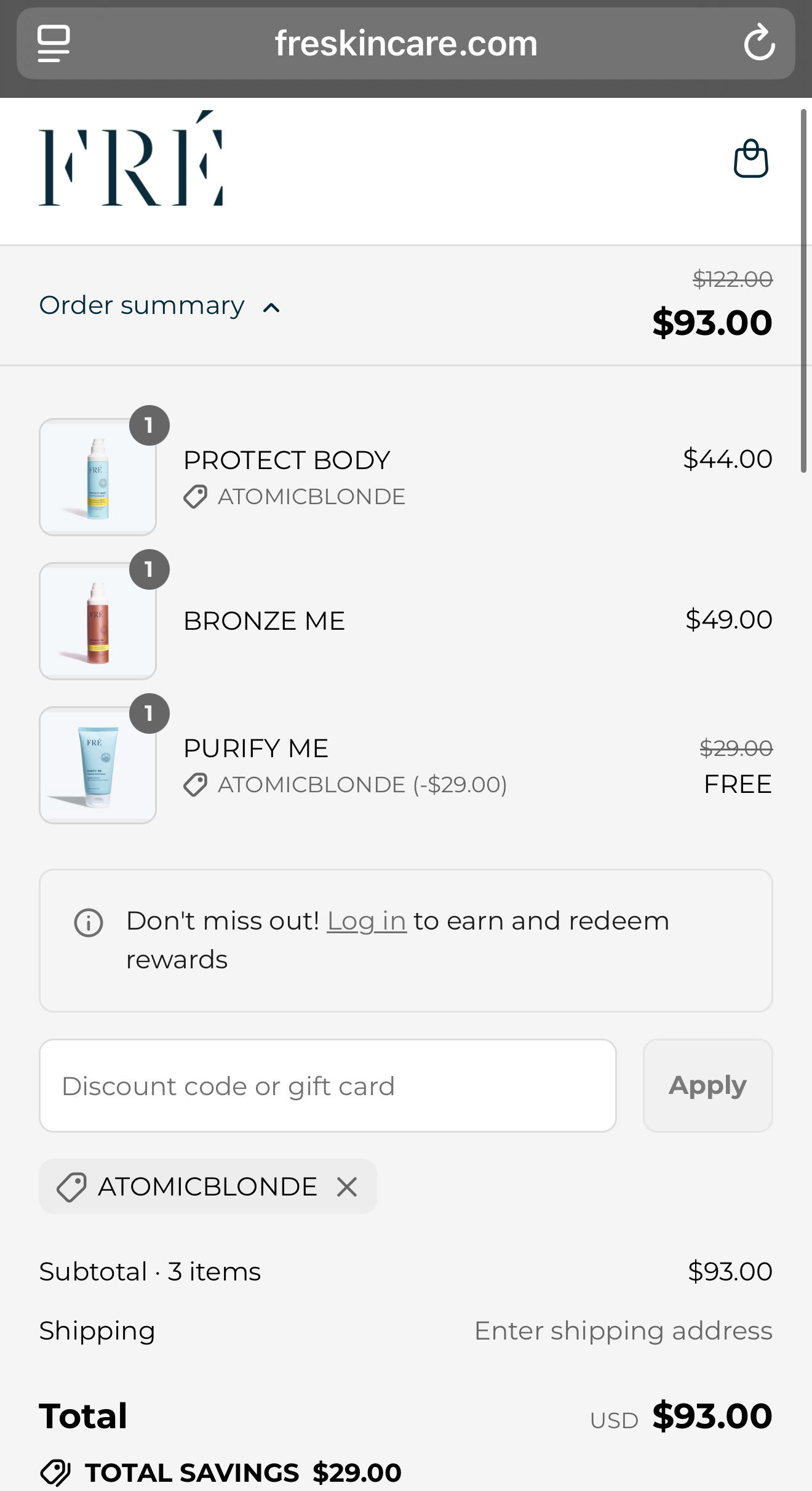 ATOMICBLONDE coupon verification screenshot