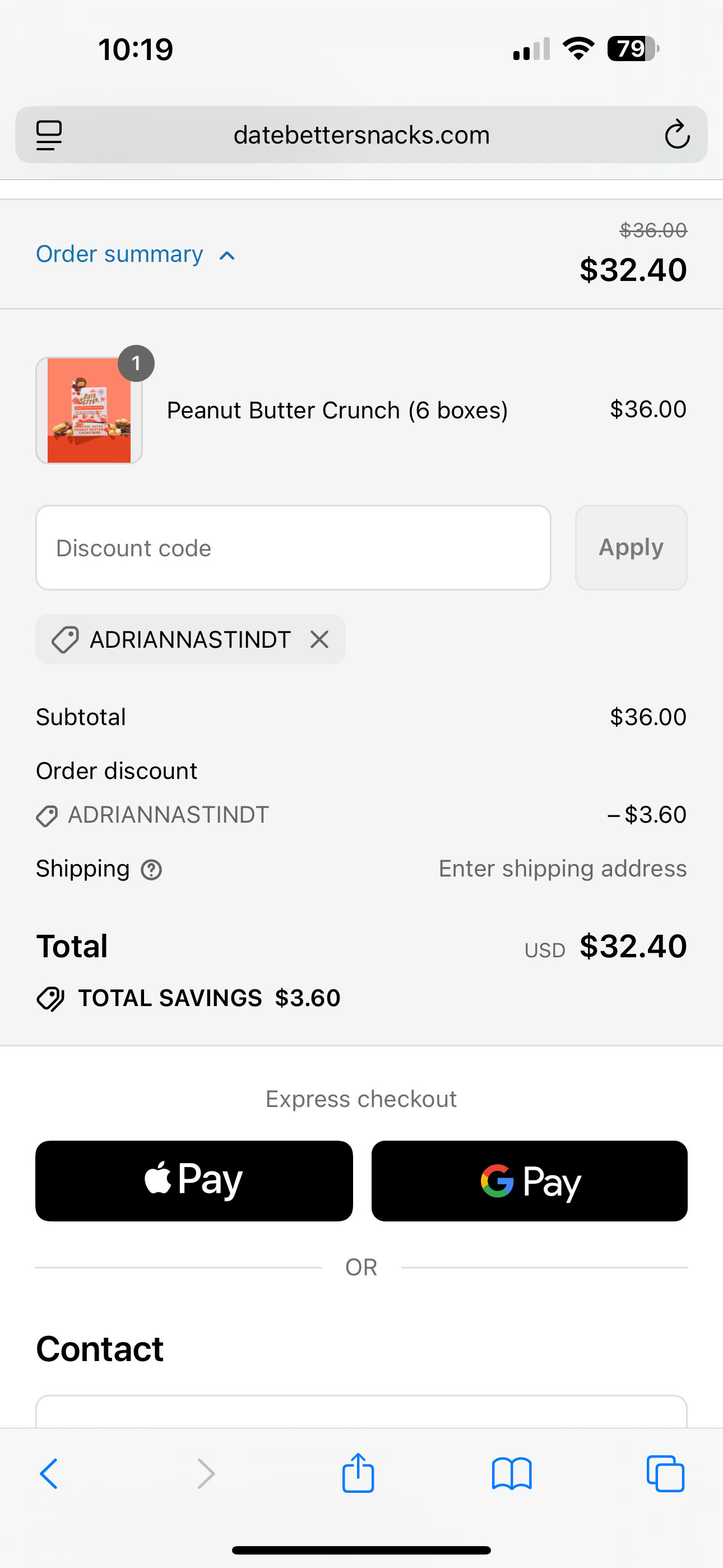 Date Better promo code screenshot showing code ADRIANNASTINDT applied at Date Better checkout page. Uploaded by SimplyCodes community member LuckyMonarch9654 on Aug 6, 2025