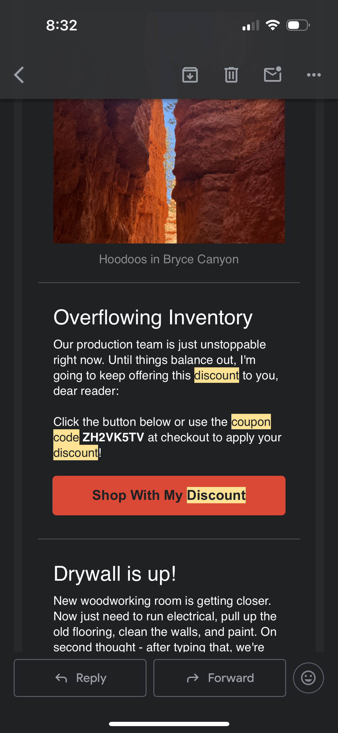 Simple Wood Goods coupon verification screenshot