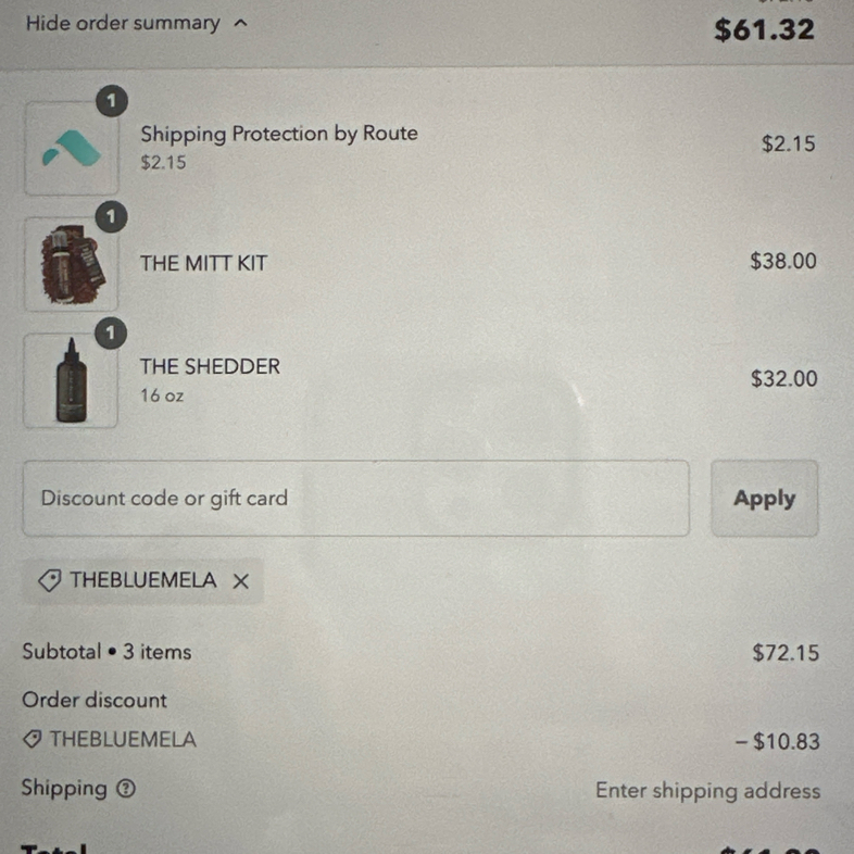 THEBLUEMELA coupon verification screenshot