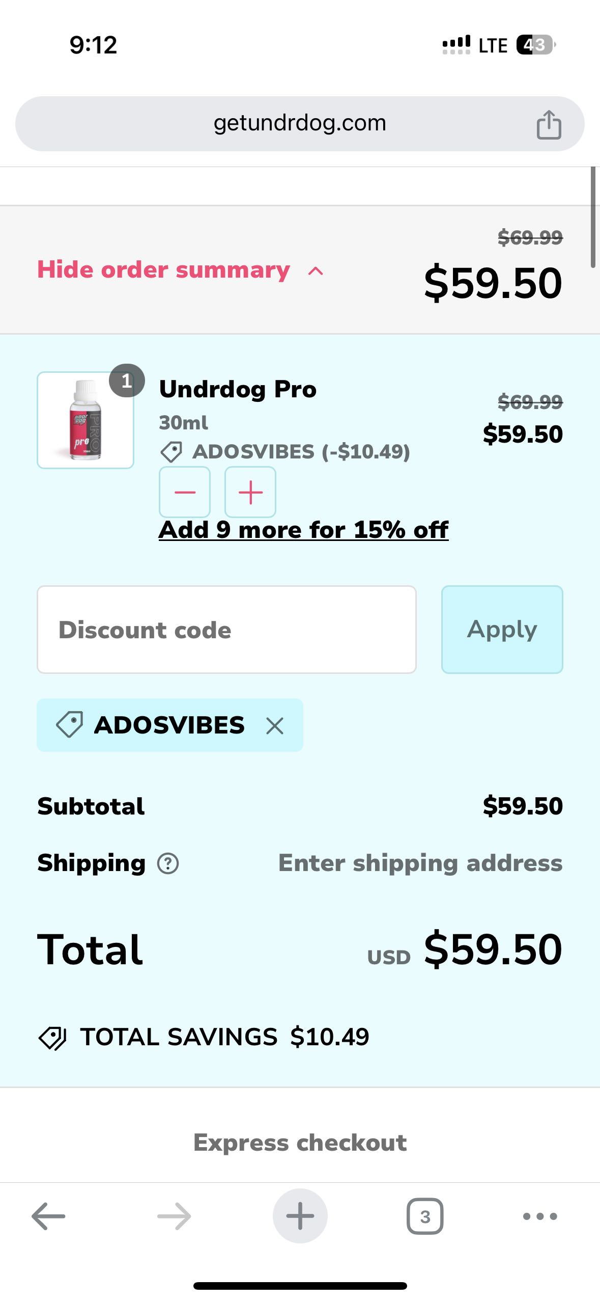 Adosvibes coupon verification screenshot