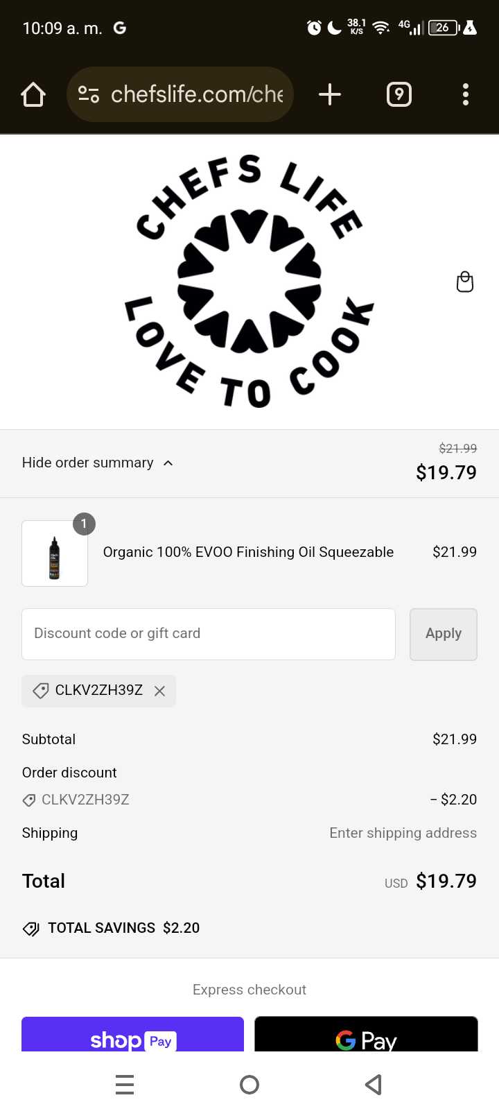 CLKV2ZH39Z coupon verification screenshot