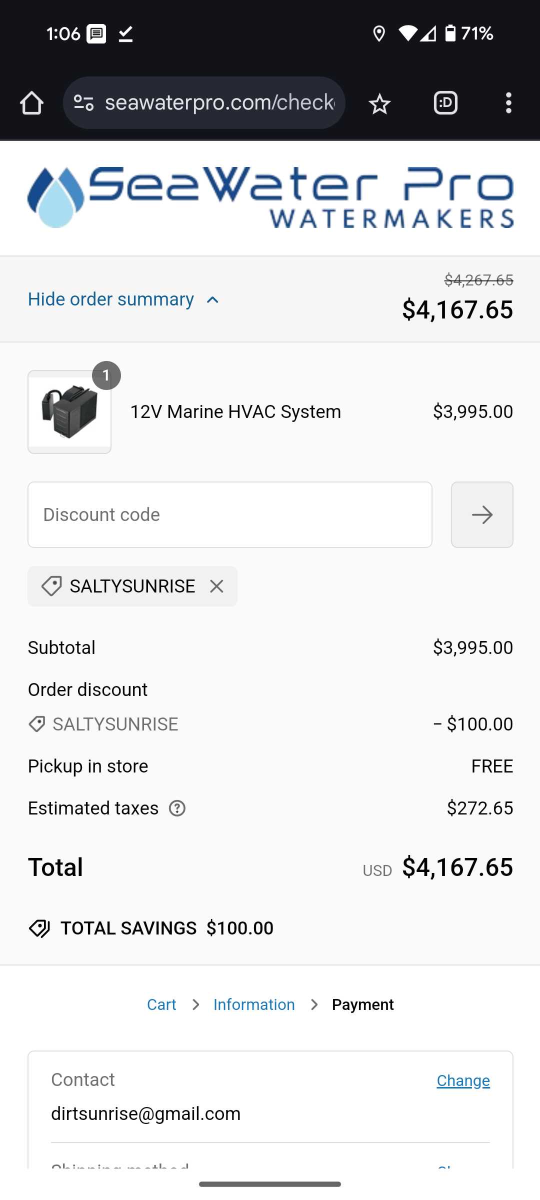 SALTYSUNRISE coupon verification screenshot