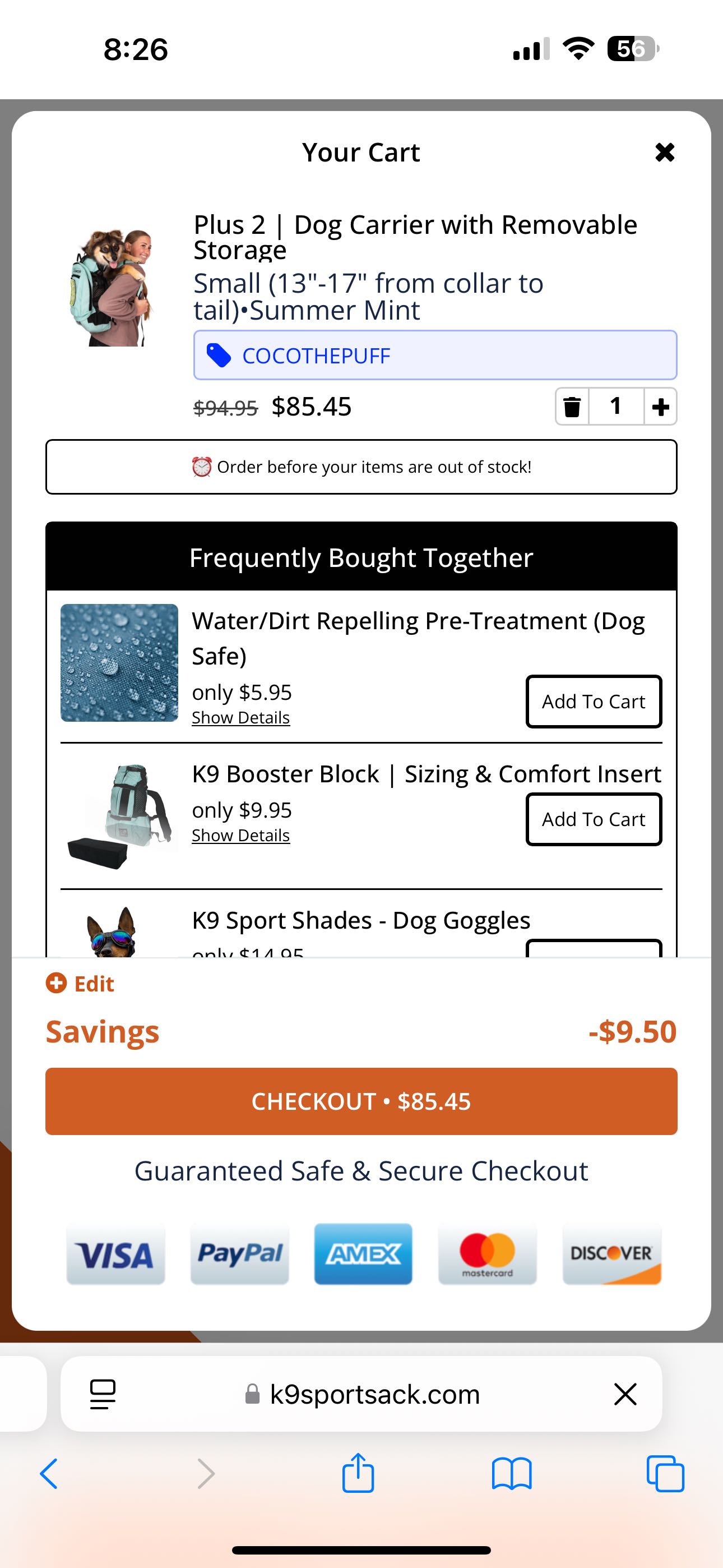 COCOTHEPUFF coupon verification screenshot