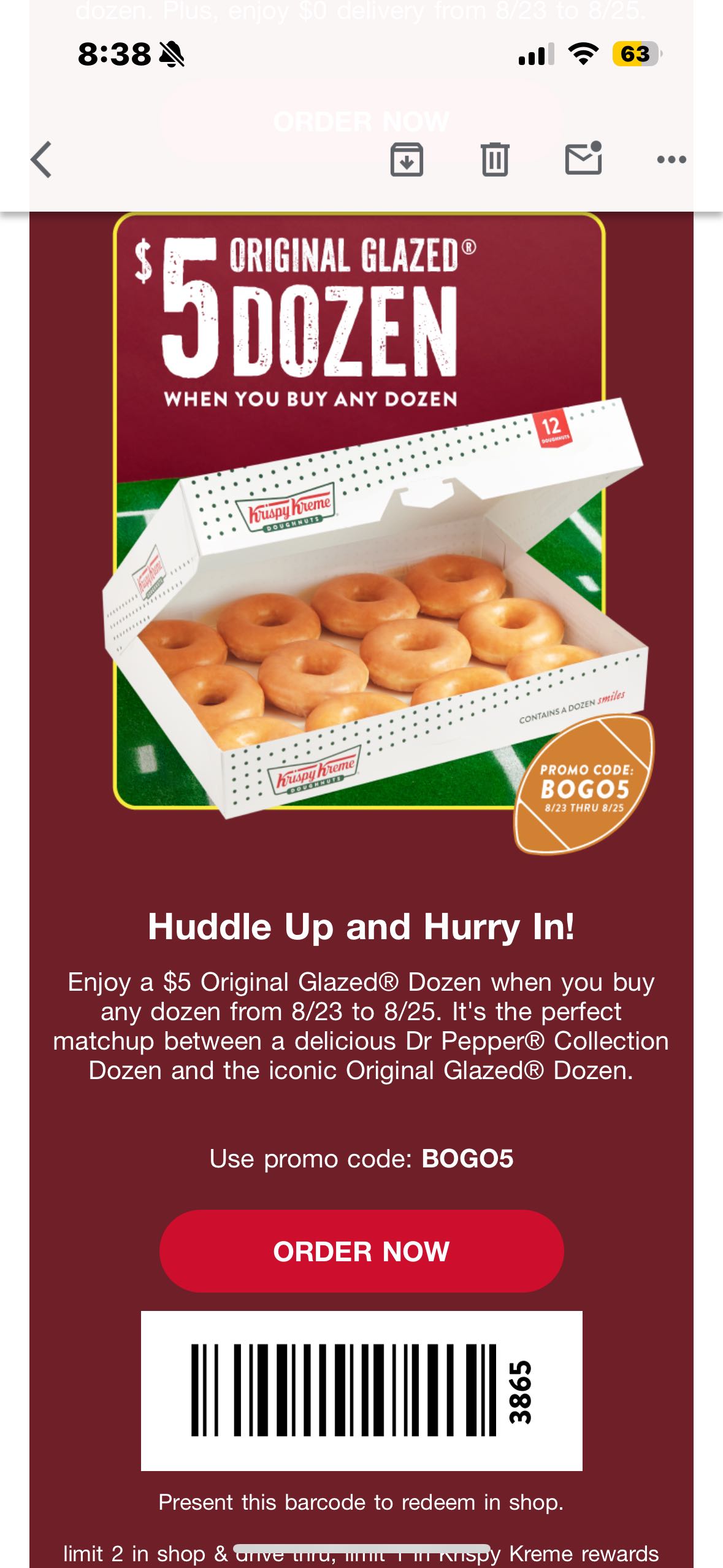 Krispy Kreme coupon verification screenshot