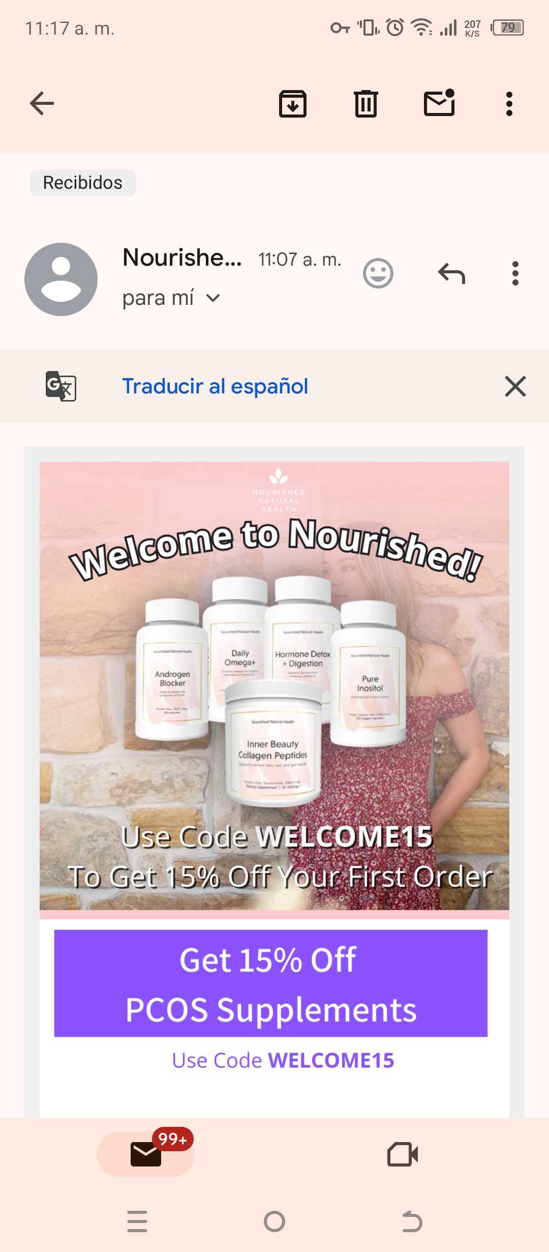 WELCOME15 coupon verification screenshot