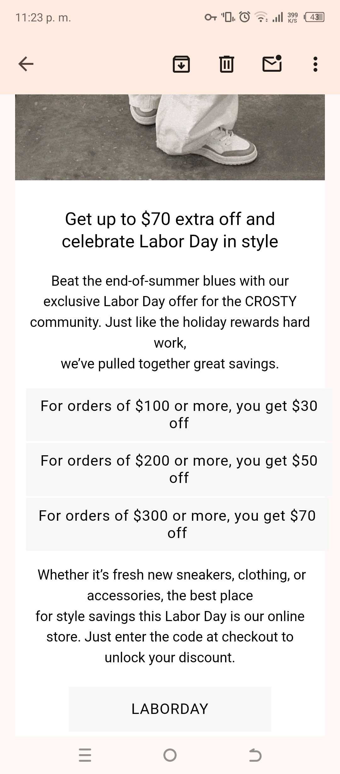 laborday coupon verification screenshot