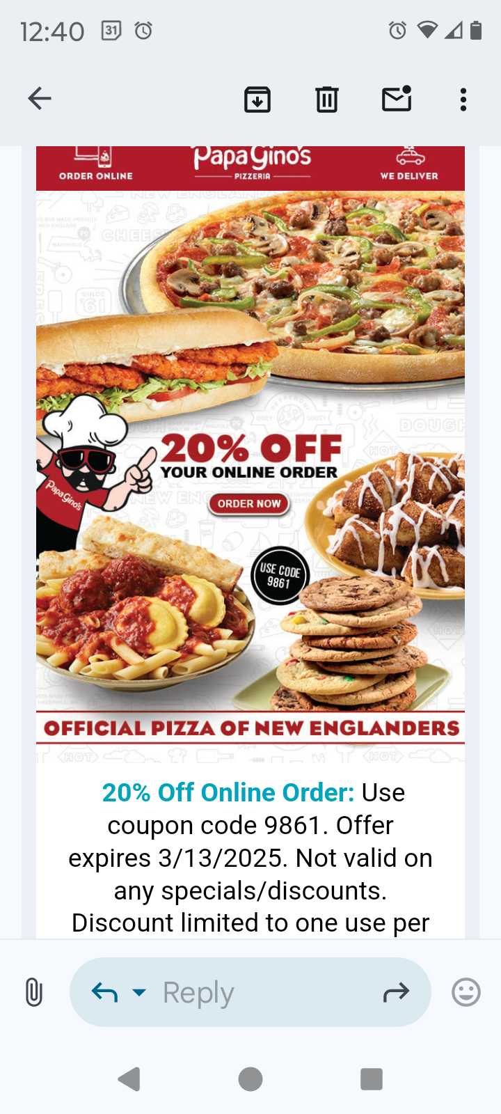 Papa Gino's Coupon Codes (6 Verified) - 20% Off Mar 2025