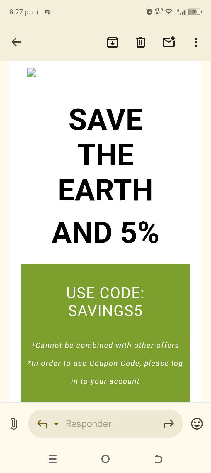 SAVINGS5 coupon verification screenshot