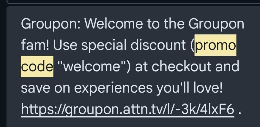 Groupon coupon verification screenshot