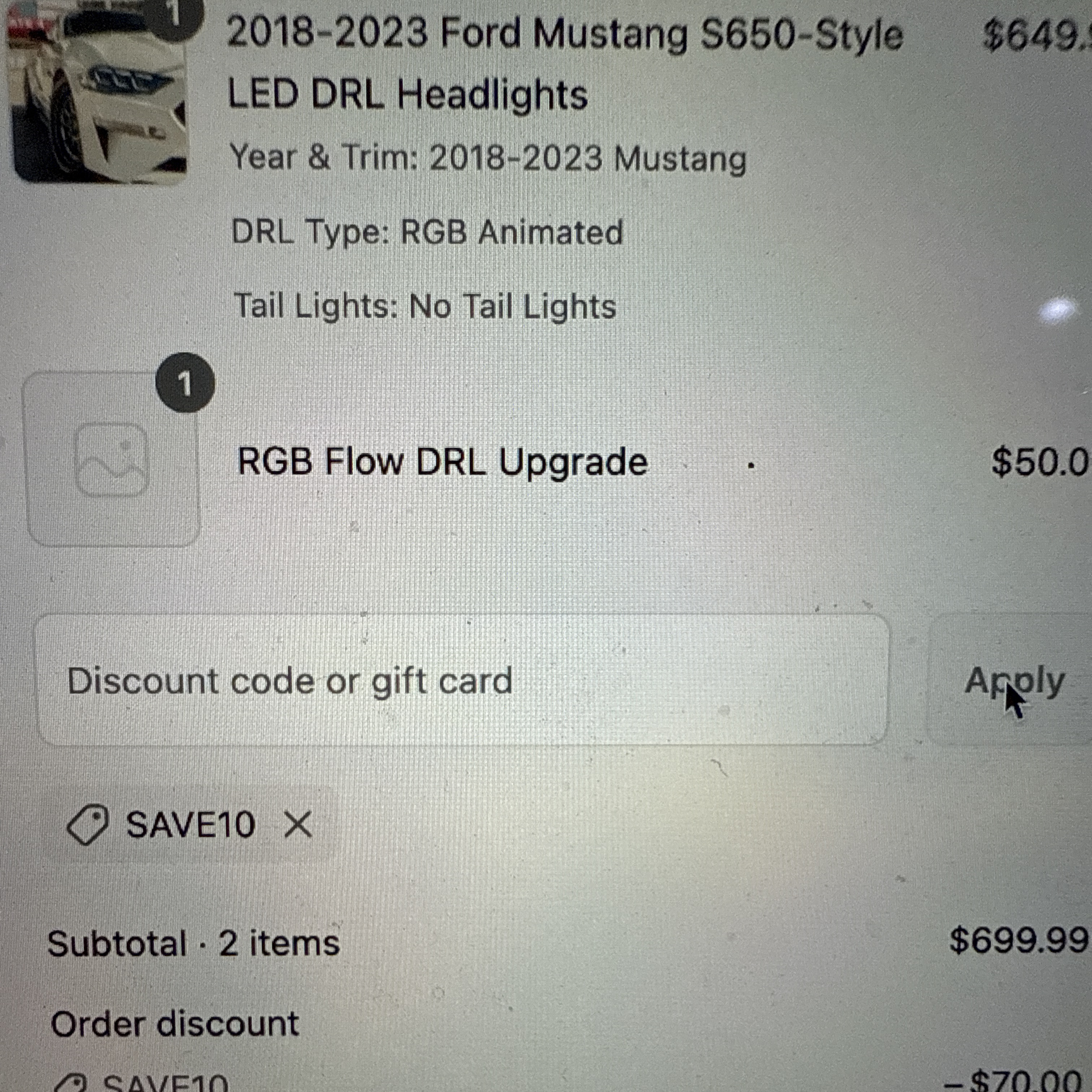 SAVE10 coupon verification screenshot
