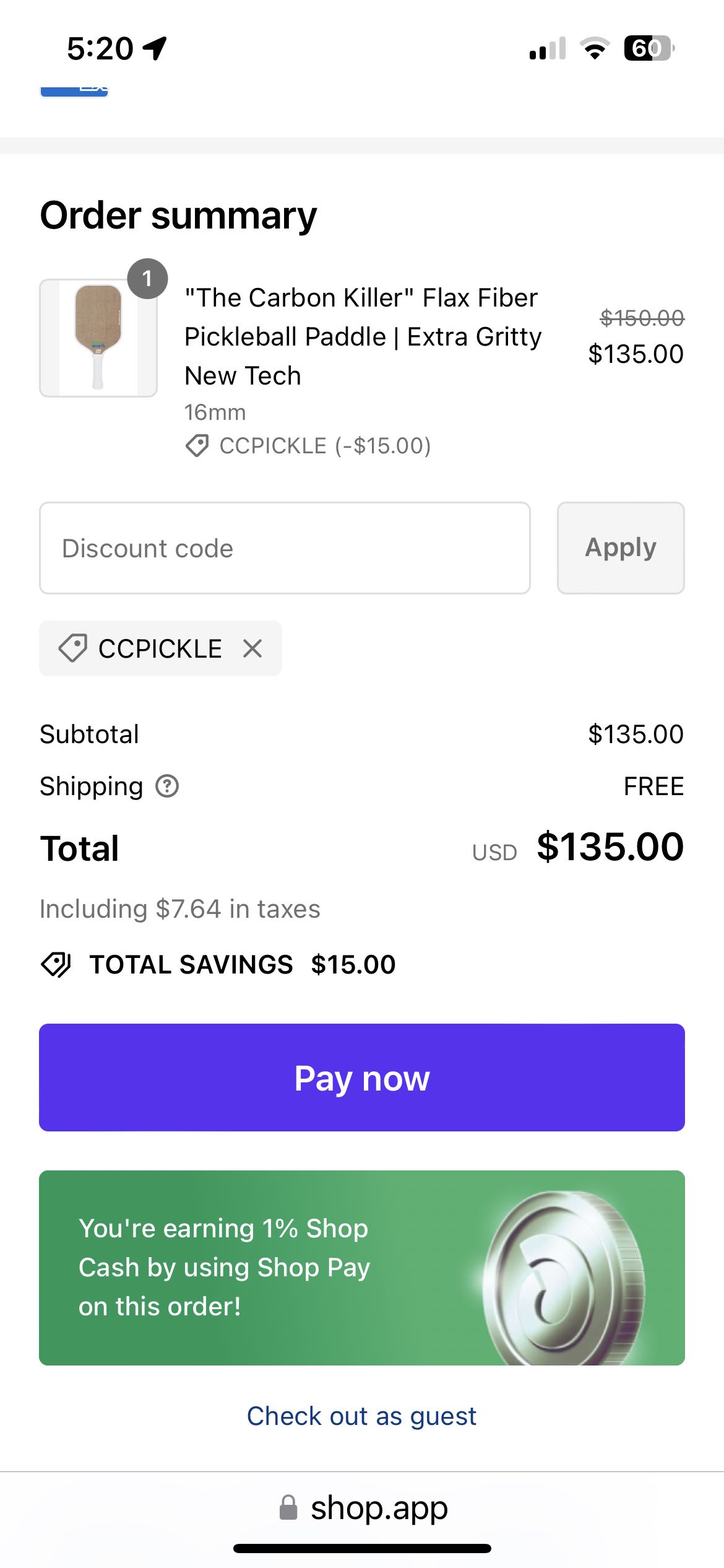 CCPICKLE coupon verification screenshot