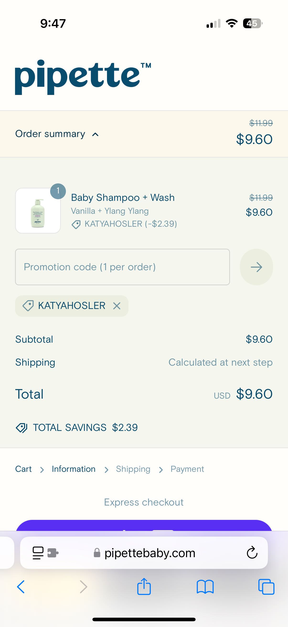 KATYAHOSLER coupon verification screenshot