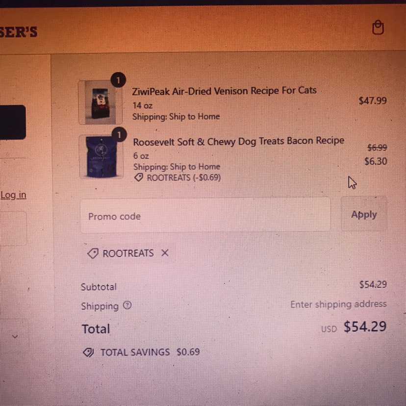 ROOTREATS coupon verification screenshot