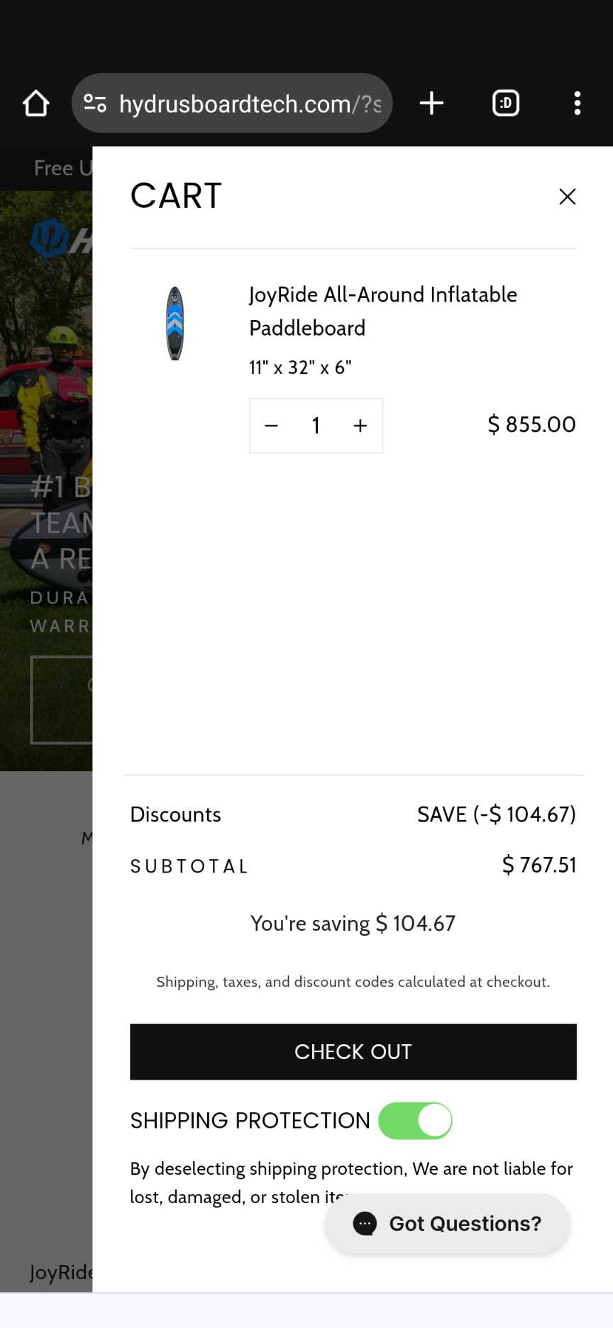 SAVE coupon verification screenshot