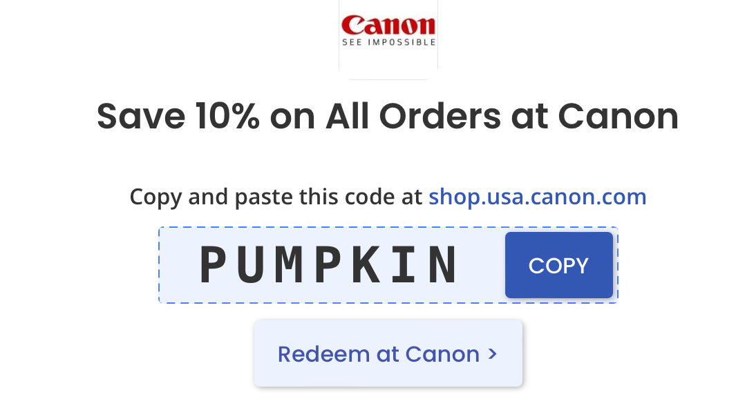 Canon coupon verification screenshot