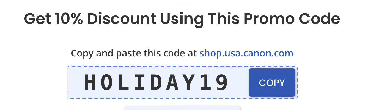Canon coupon verification screenshot