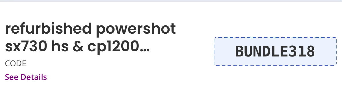 Canon coupon verification screenshot