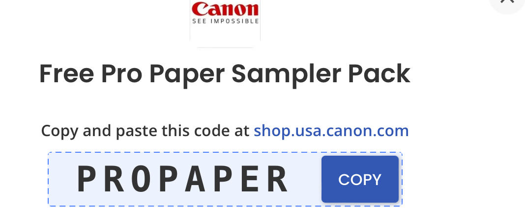 Canon coupon verification screenshot