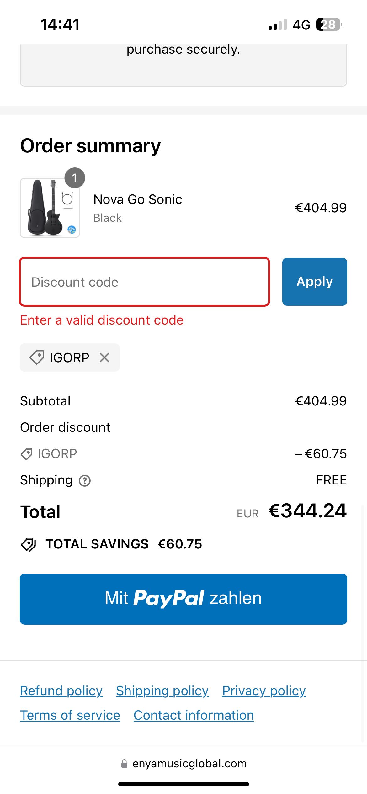 Igorp coupon verification screenshot