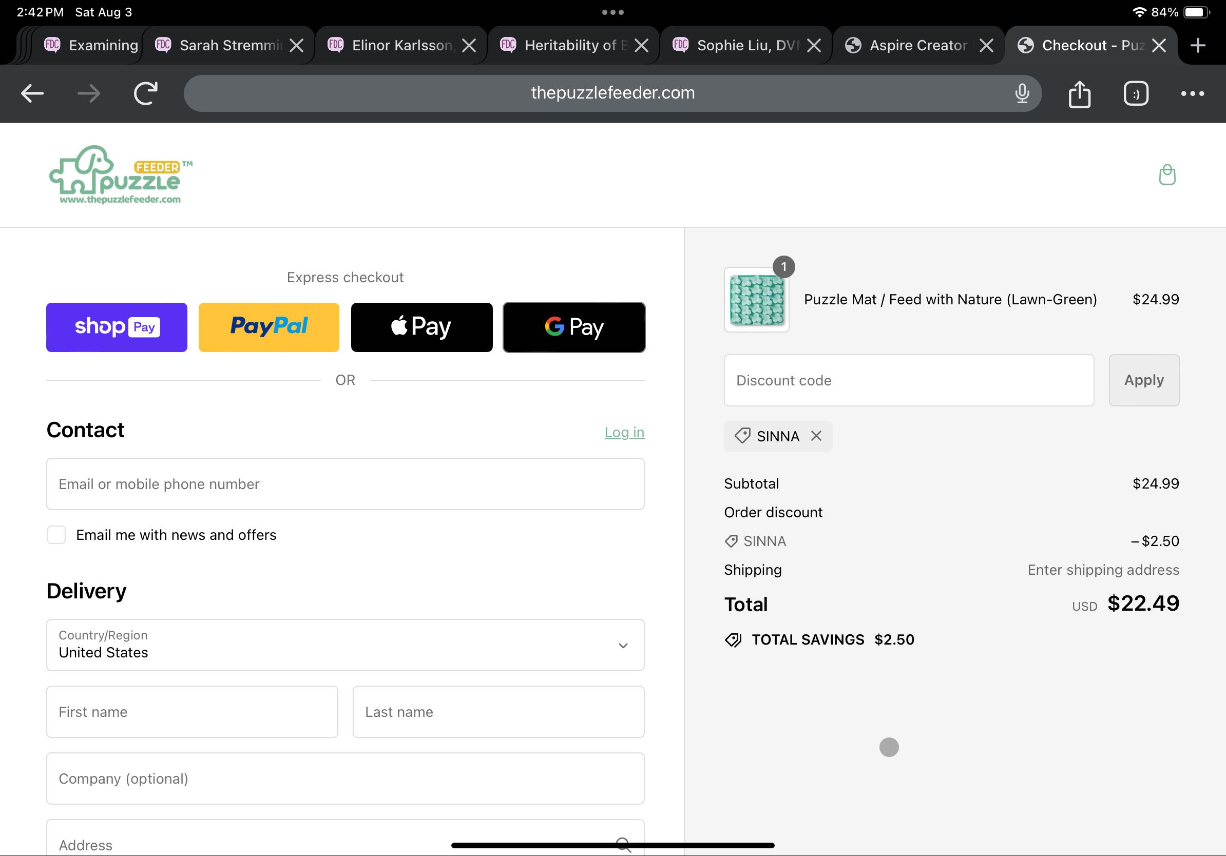 Sinna coupon verification screenshot