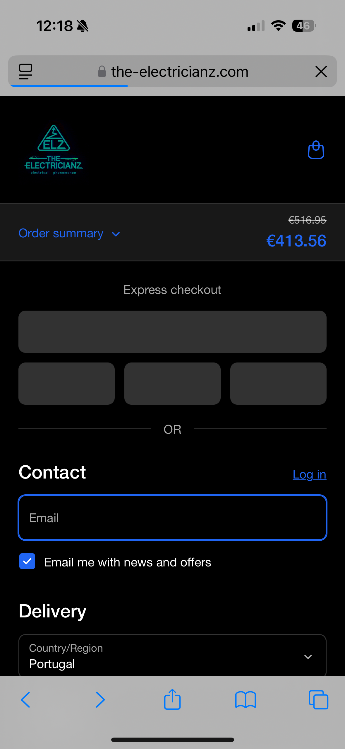 The Electricianz promo code screenshot showing code DN20 applied at The Electricianz checkout page. Uploaded by SimplyCodes community member BLACK_JACK on Apr 17, 2025