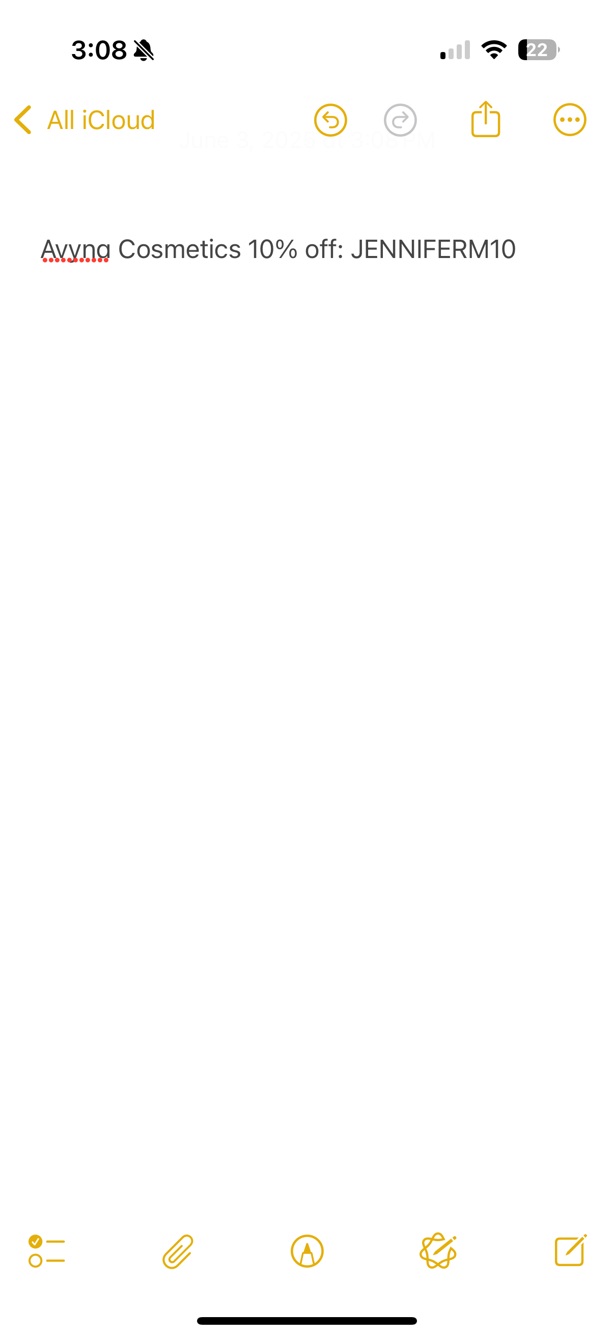 AVYNA COSMETICS coupon verification screenshot