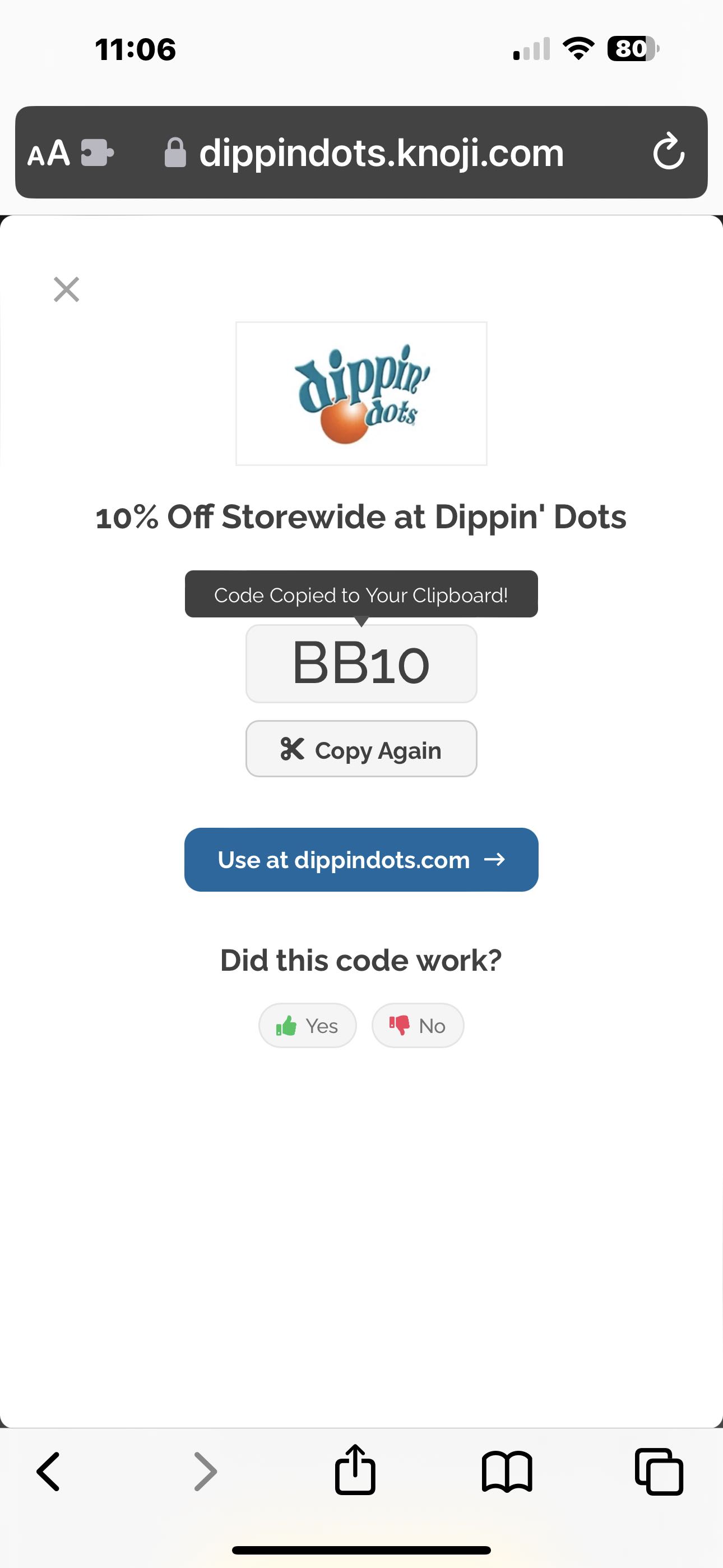 BB10 coupon verification screenshot