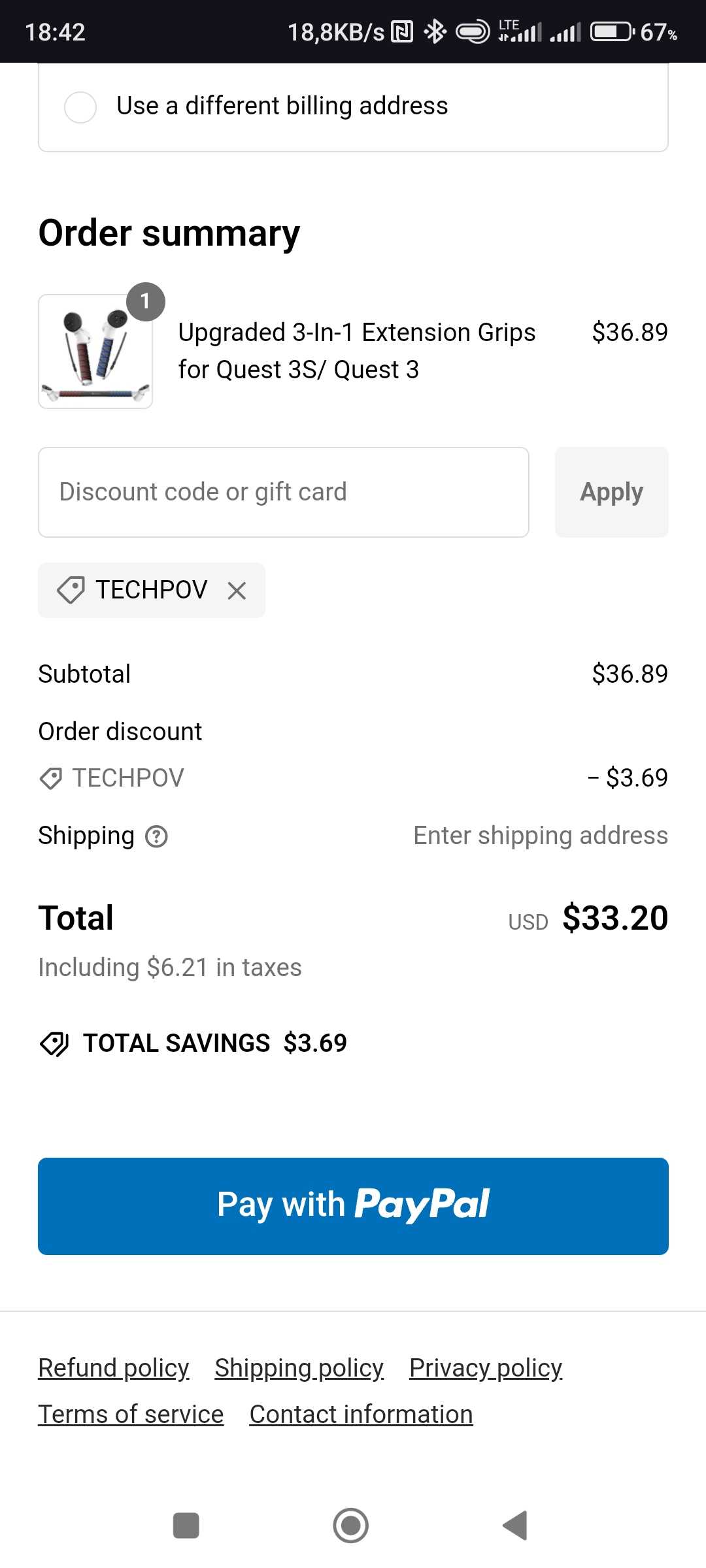 TECHPOV coupon verification screenshot
