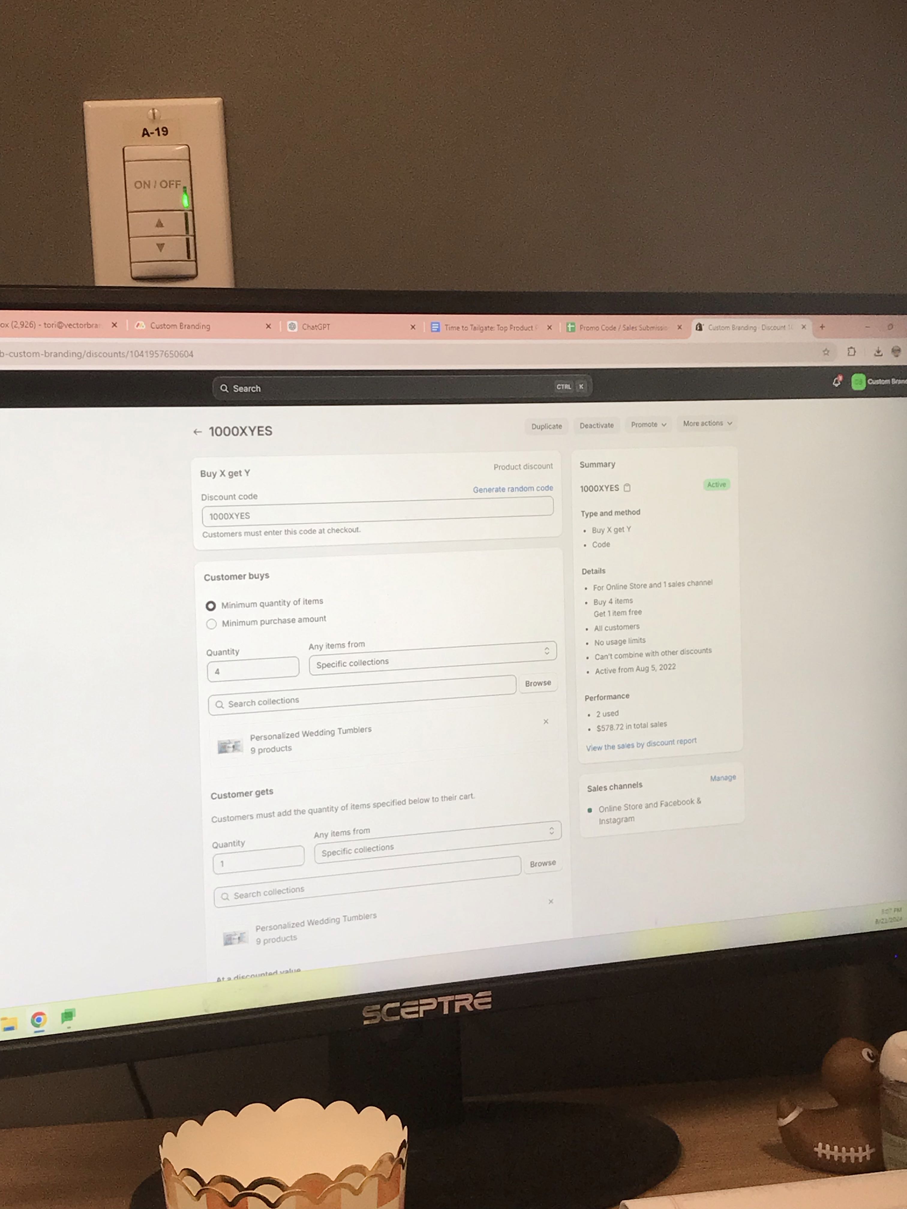 1000XYES coupon verification screenshot