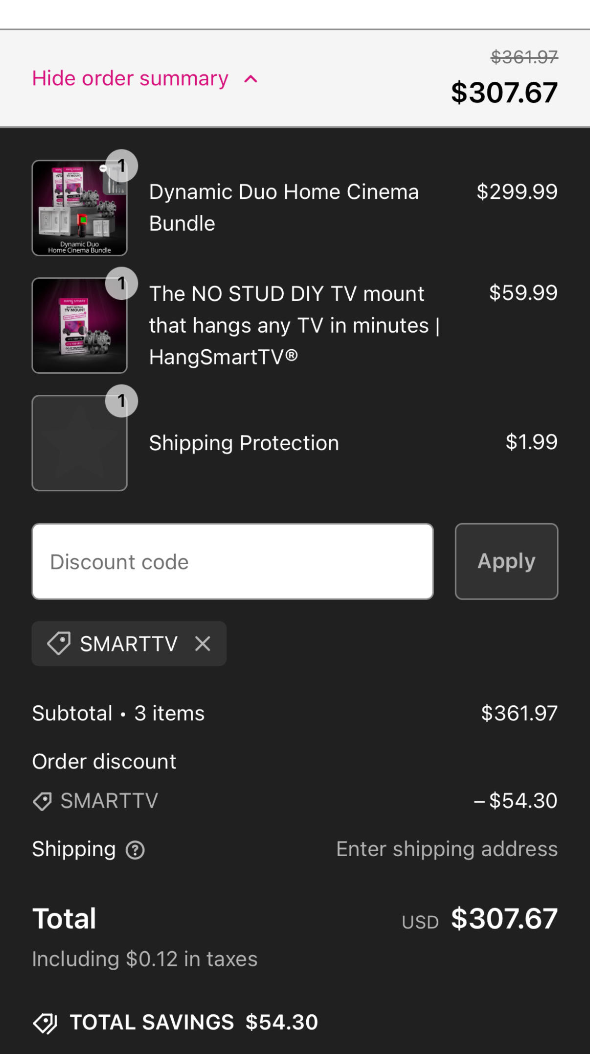 SMARTTV coupon verification screenshot