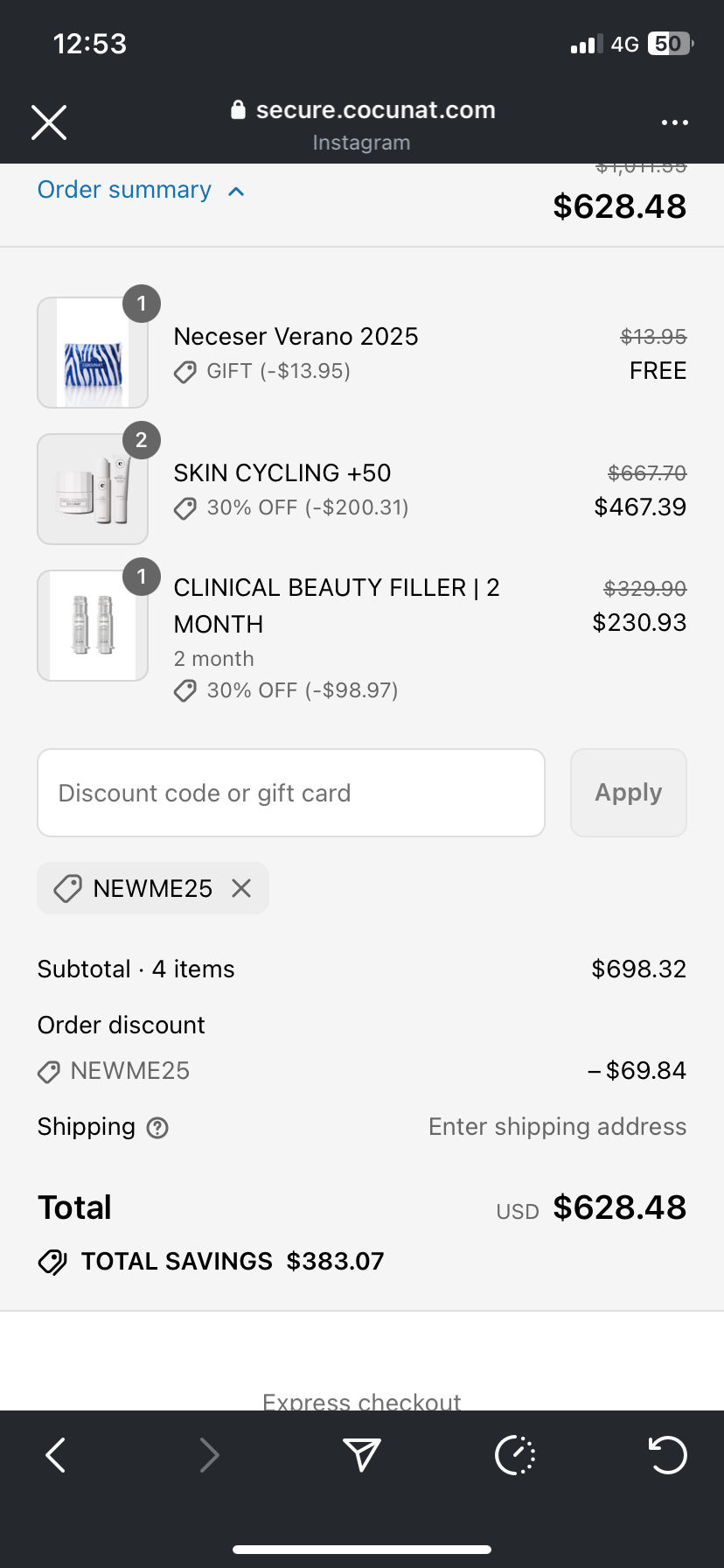 Cocunat Store coupon verification screenshot