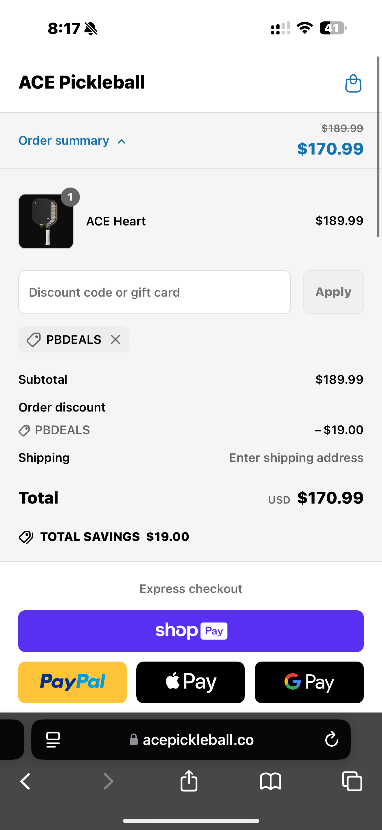 PBDEALS coupon verification screenshot