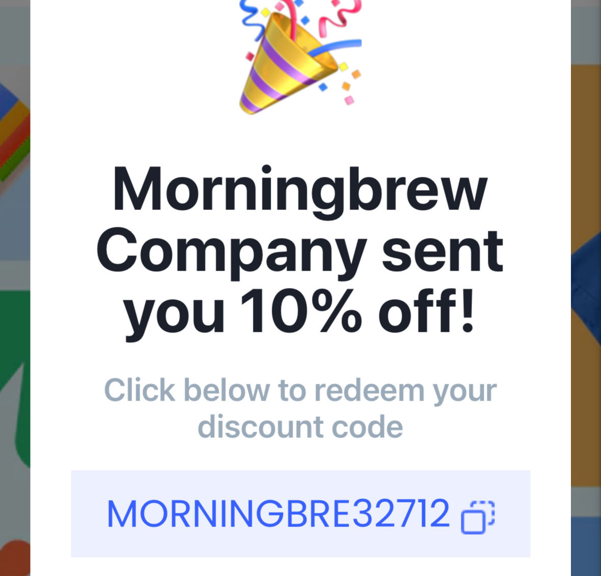 MORNINGBRE30057 coupon verification screenshot