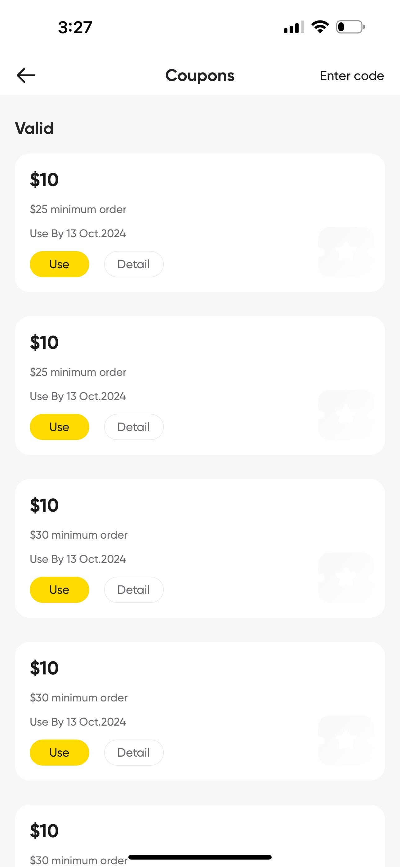 Welcome10 coupon verification screenshot