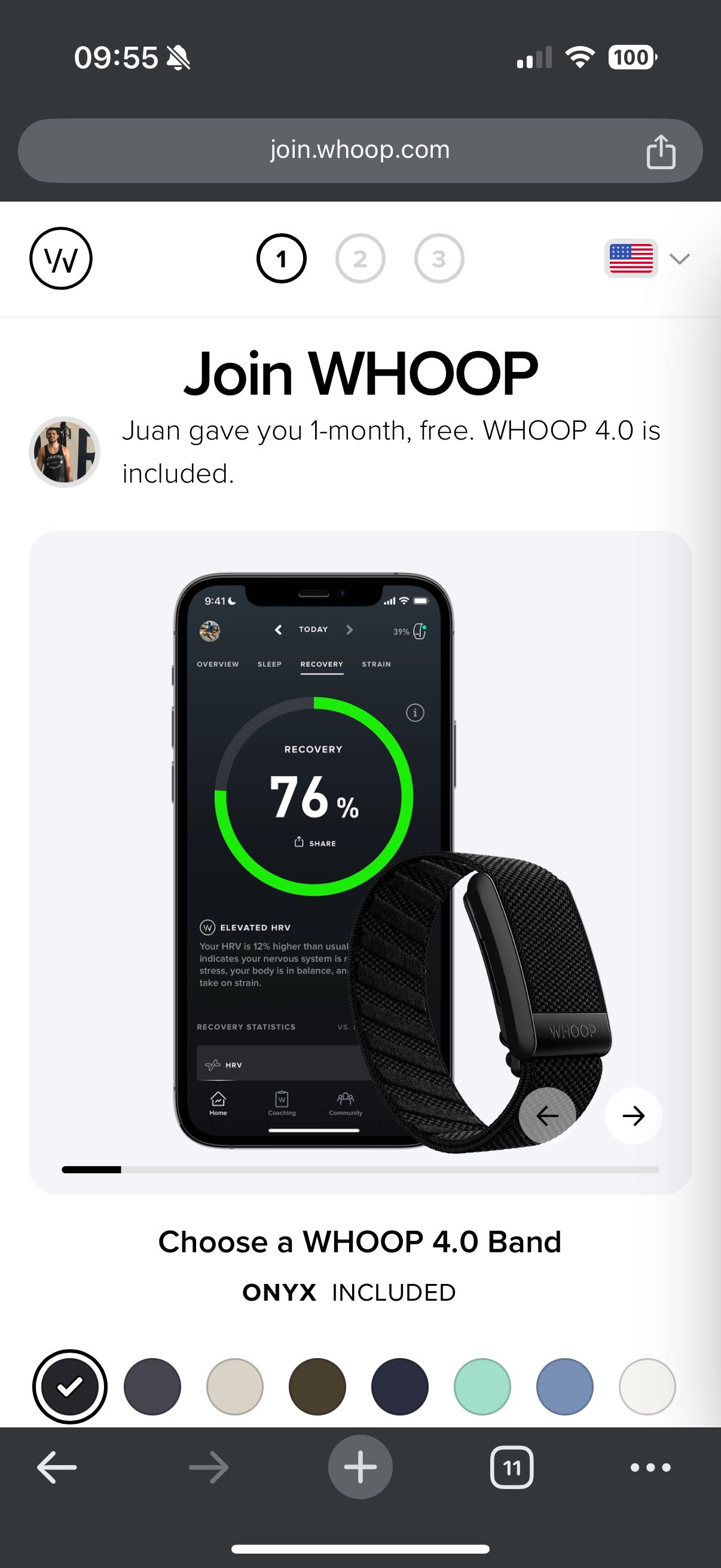 Whoop coupon verification screenshot