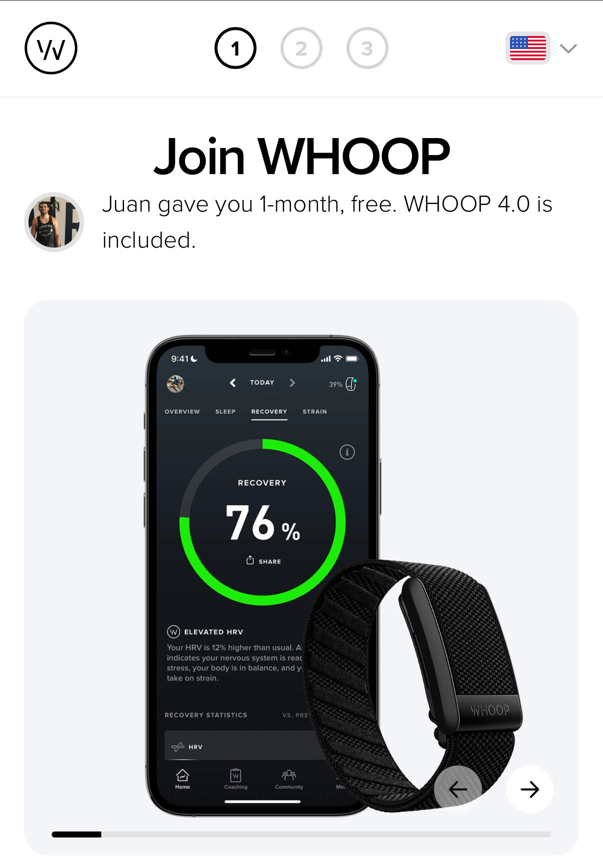 Whoop coupon verification screenshot