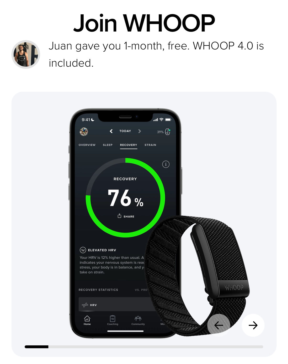 Whoop coupon verification screenshot