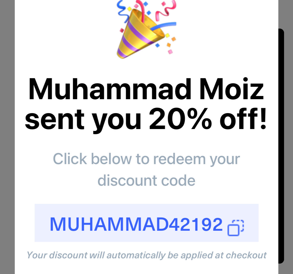 FCTRY coupon verification screenshot