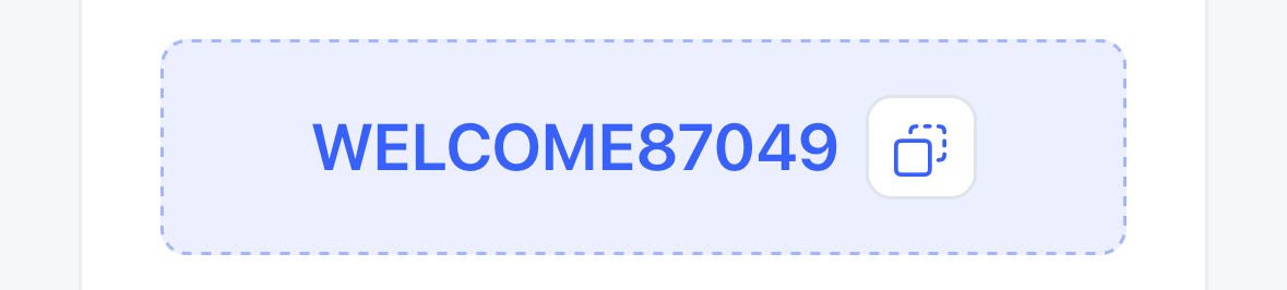 WELCOME86713 coupon verification screenshot