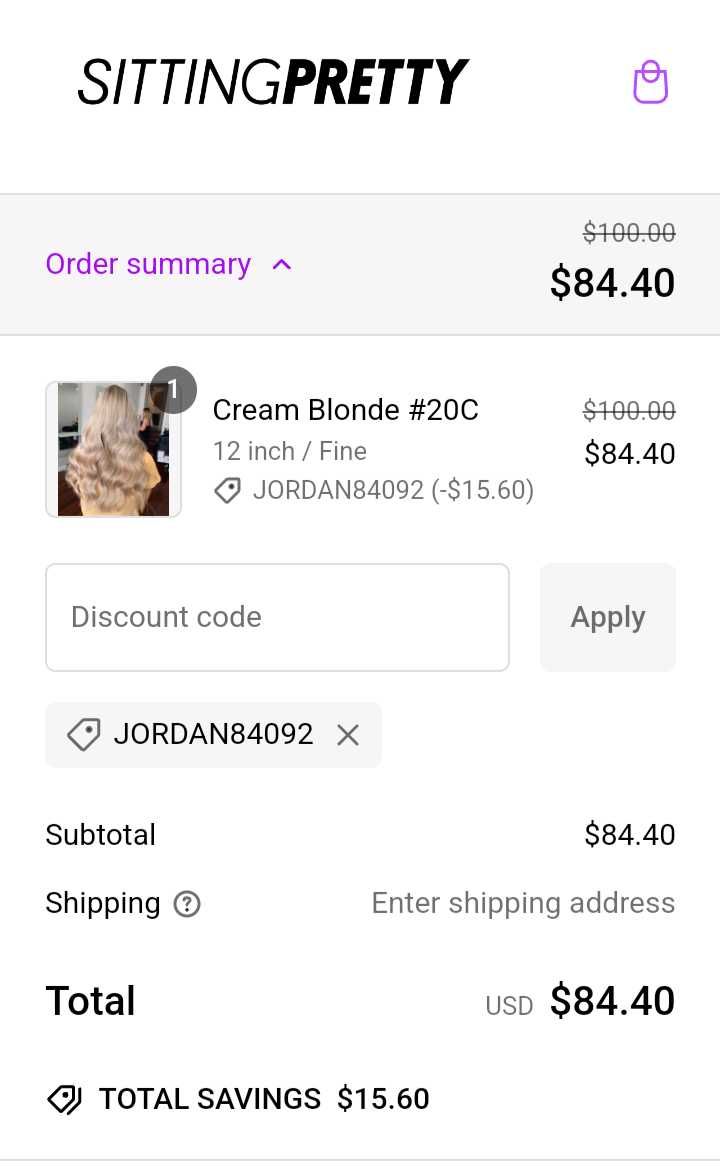 JORDAN84092 coupon verification screenshot