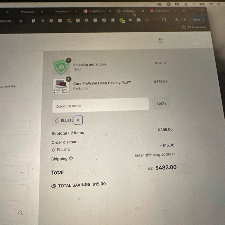 ELLE15 coupon verification screenshot