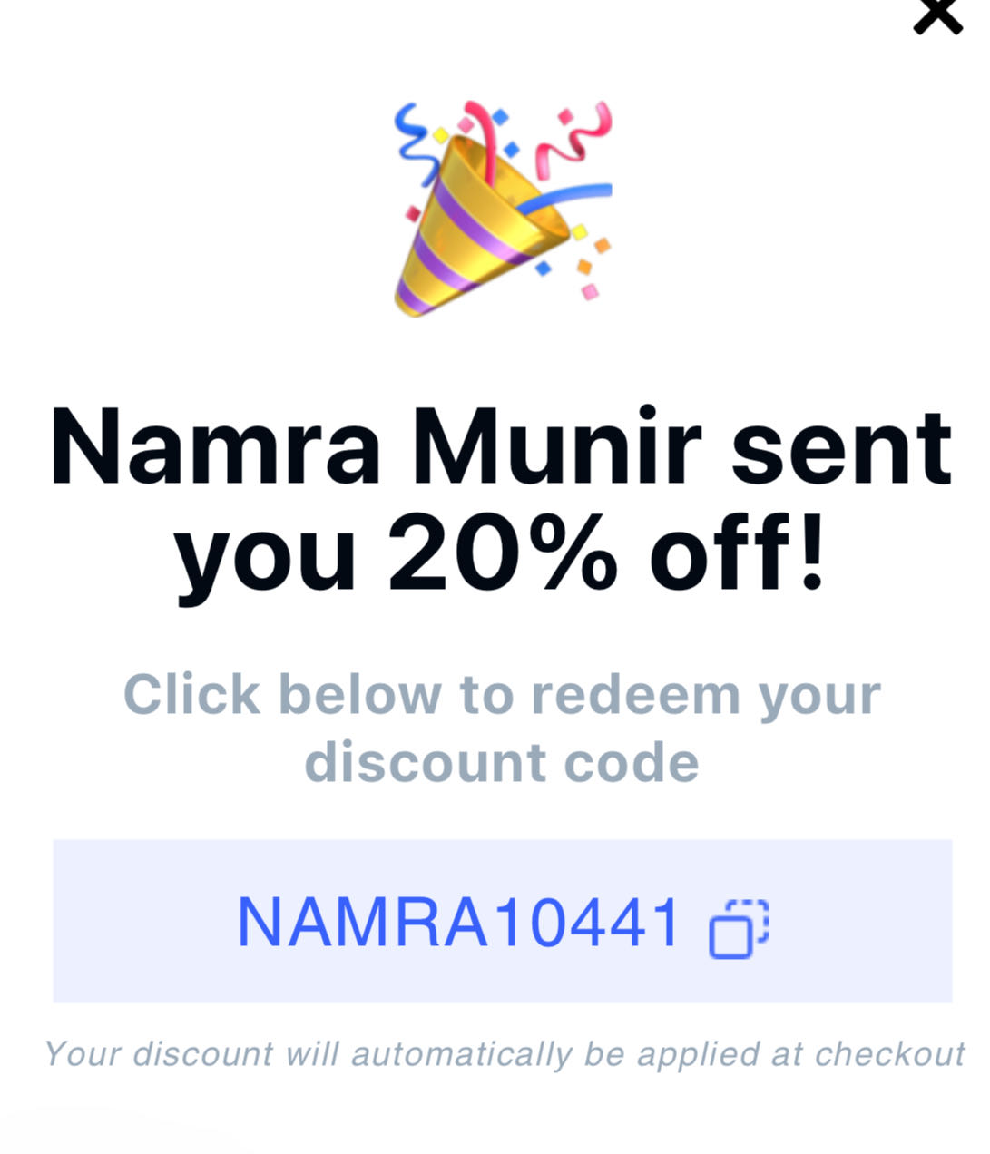 FCTRY coupon verification screenshot