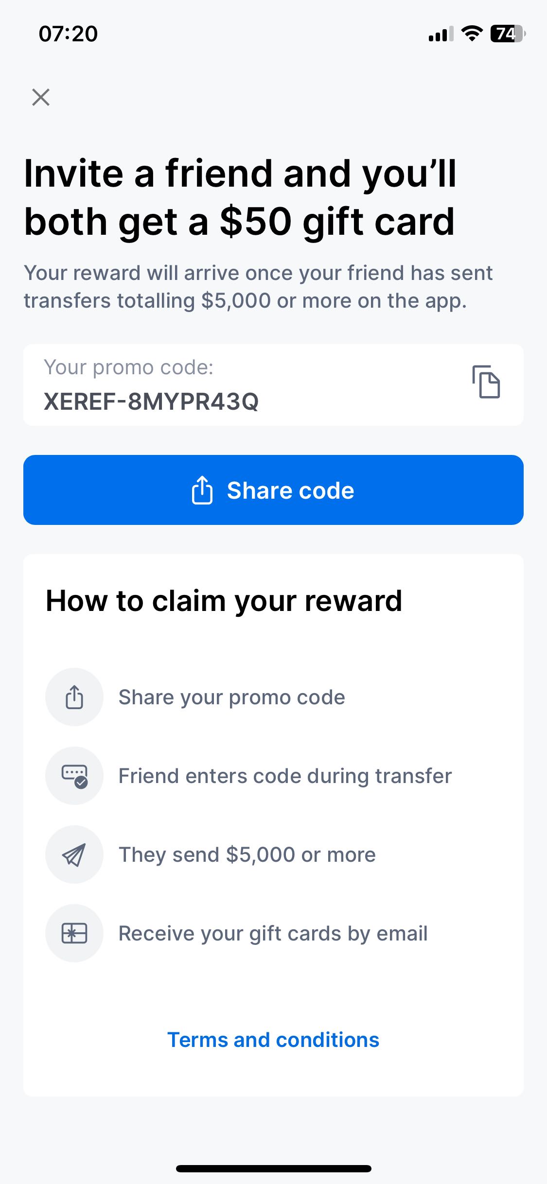 MoneyGram coupon verification screenshot