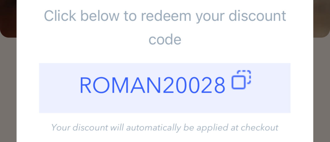 ROMAN20028 coupon verification screenshot