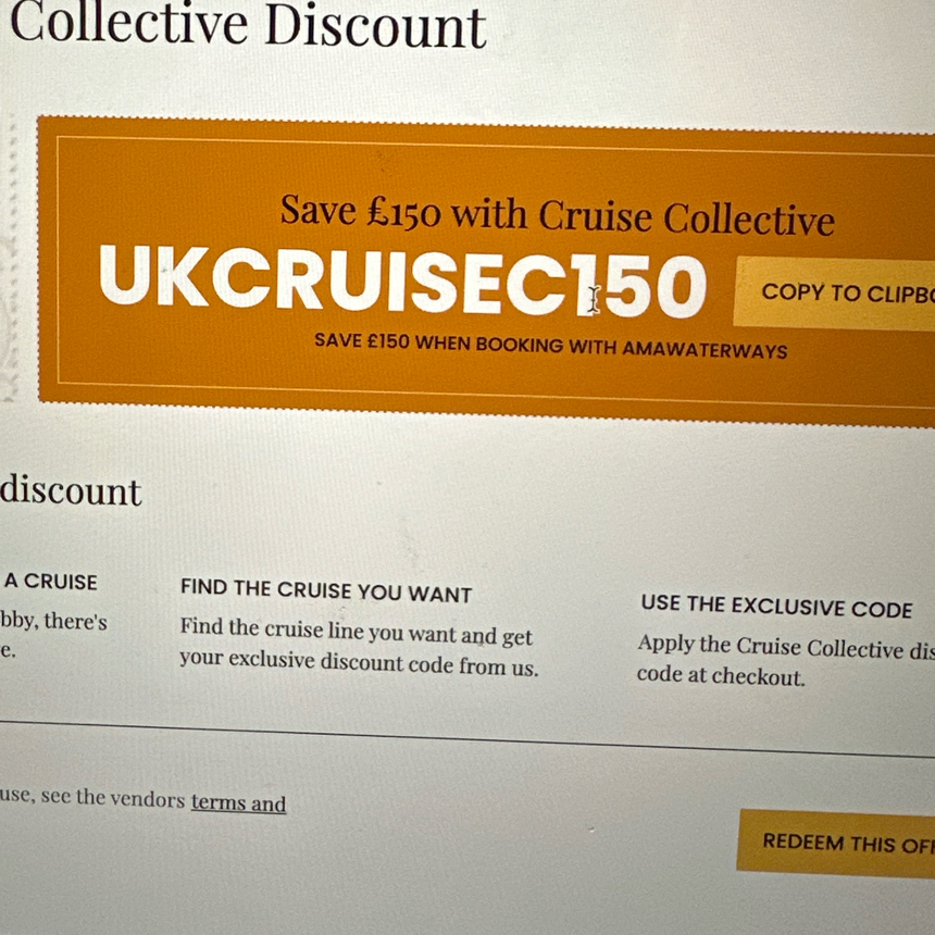UKCRUISEC150 coupon verification screenshot