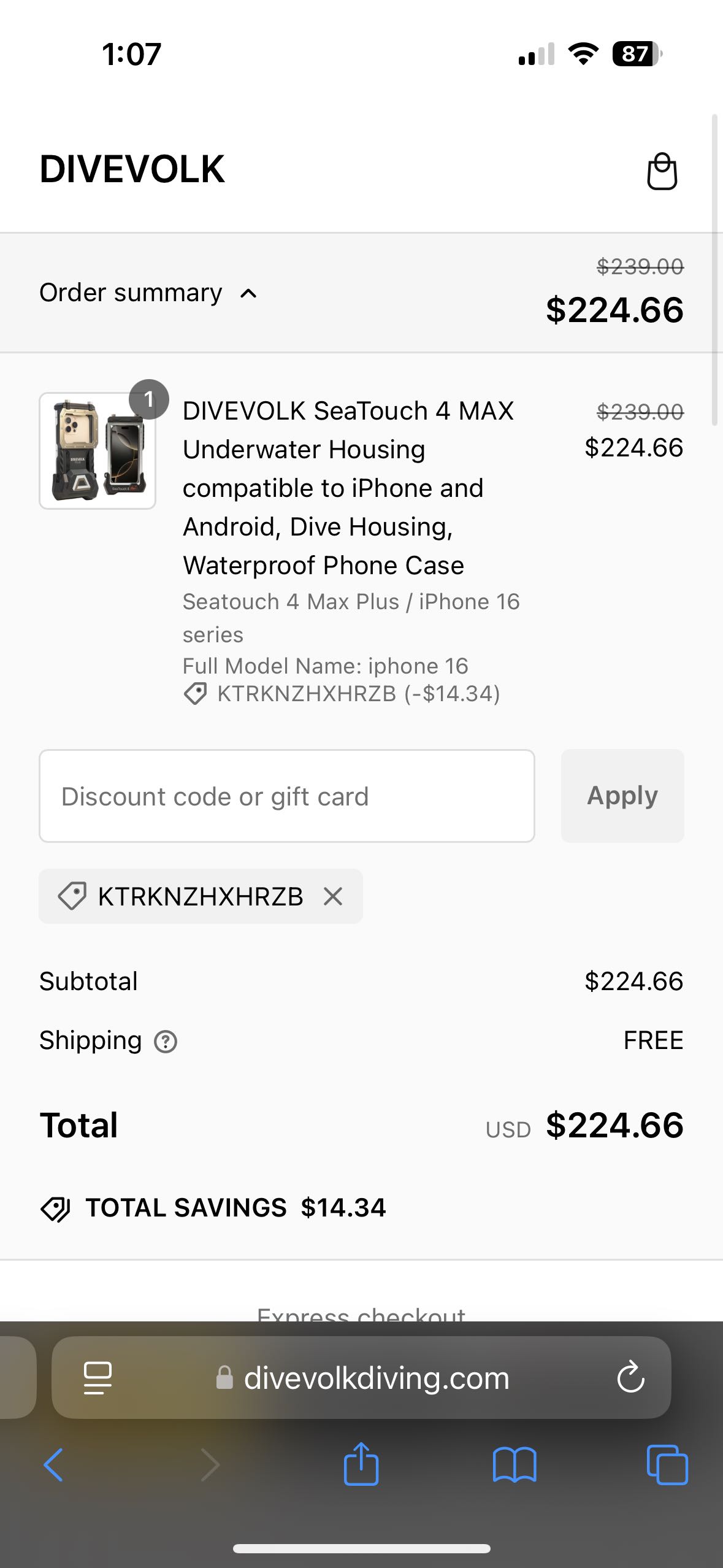 KTRKNZHXHRZB coupon verification screenshot