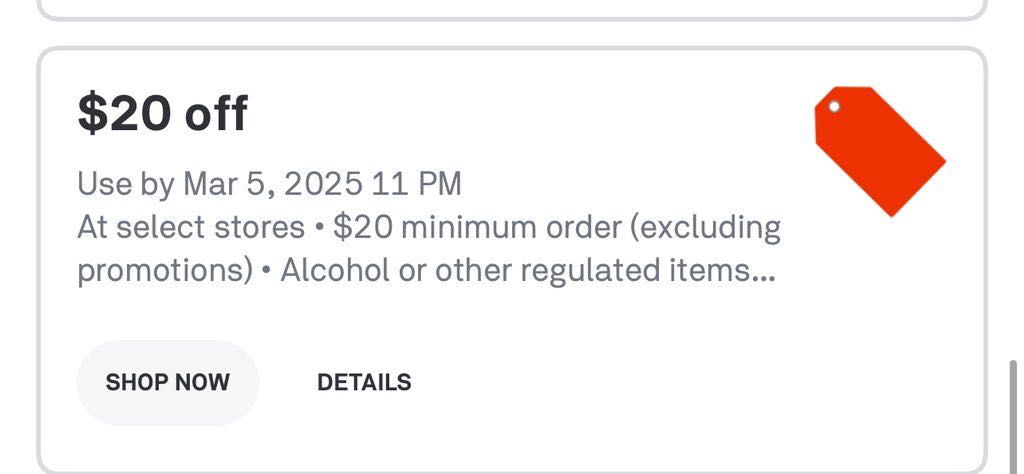 Postmates coupon verification screenshot