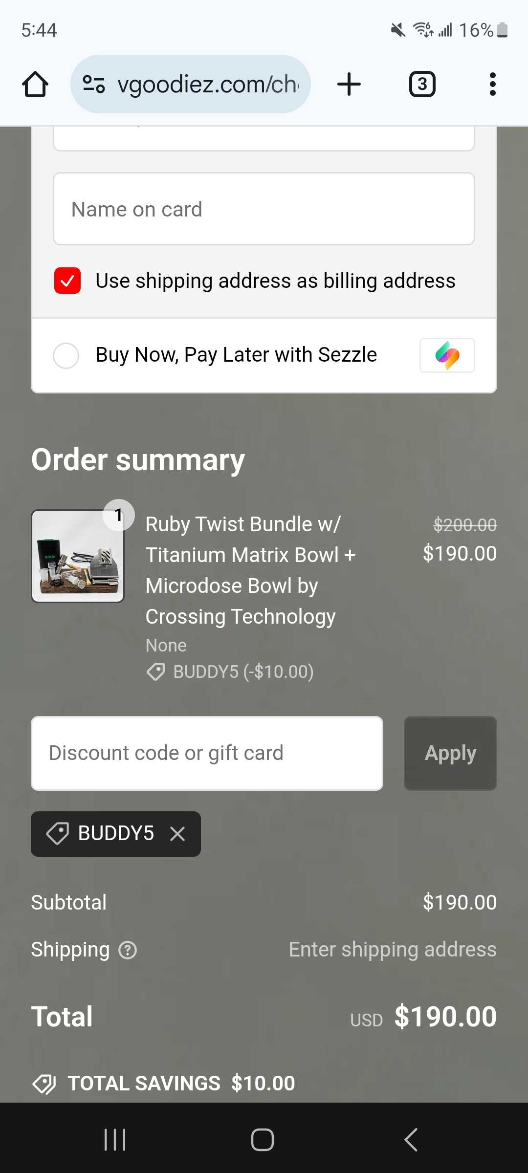 VGoodiez coupon verification screenshot